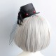 Шляпка-мини Цилиндр с кружевом, розой и перьями (чёрная) РС20112-219