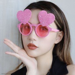 Очки "Сердца на оправе" (пластик) цвета ассорти