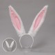 Уши зайца 33см, мех, белые с розовым РС14090-бр