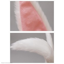 Уши зайца 33см, мех, белые с розовым