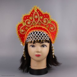 Кокошник "Зиночка" красный с золотом