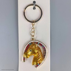 Брелок СГ "Лошадь" (голова) 5*4см (металл, стразы)