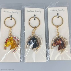 Брелок СГ "Лошадь" (голова) 5*4см (металл, стразы)