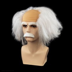 Парик "Гений" с усами и бровями (волос гофре) белый