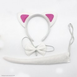 Набор Кошки (уши, бабочка, хвост) бело-розовый