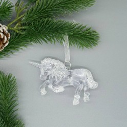 Подвеска прозрачная "Единорог" 10,5*8,5см (акрил, блеск)