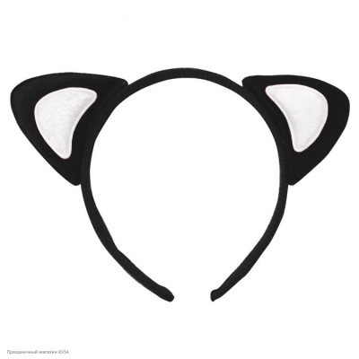 Ободок Уши Кошки (чёрно-белые) РС14014-чб