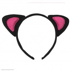 Ободок Уши Кошки (чёрно-розовые)