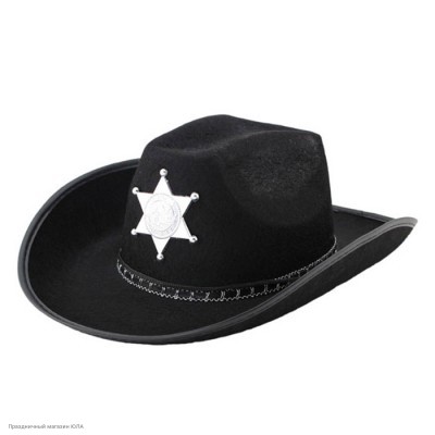 Шляпа Шерифа чёрная (фетр) РС20010-ч