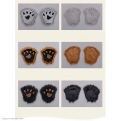 Перчатки "Звериные лапы" длин.мех, 20*17см, чёрные