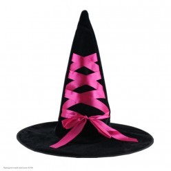 Колпак Ведьмы чёрный (велюр) розовая лента