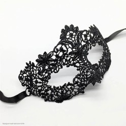 Полумаска кружевная "Цветочная" (чёрная)