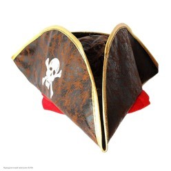 Треуголка Бывалого пирата коричневая (кожзам)