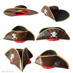 Треуголка Бывалого пирата коричневая (кожзам)