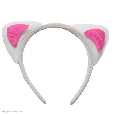 Ободок Уши Кошки (бело-розовые) РС14014-бр