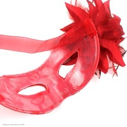 Маска Кружево с цветком (пластик) красная