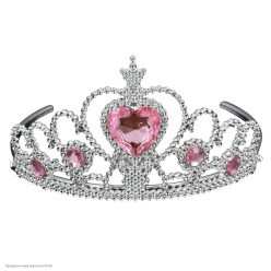 Диадема "Сердце" сборная, серебро (пластик) 16*7,5см