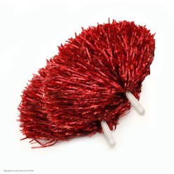 Помпоны для черлидинга (фольга) ручки, красные
