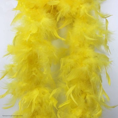 Боа (перья) большое 1,8 м жёлтое (40гр) РС13026-ж