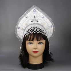 Кокошник "Анна" белый с серебром