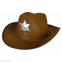 Шляпа Шерифа коричневая (фетр)