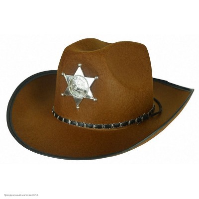 Шляпа Шерифа коричневая (фетр) РС20010-кч