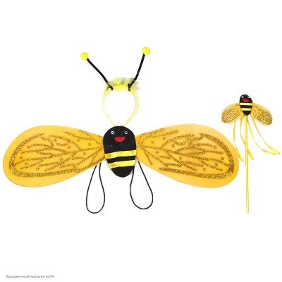 Набор Пчёлки 3 в 1 (крылья 70*16см, ободок, палочка) РС13028-1