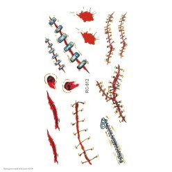 Тату переводное "Швы толстые" 6*10,5см