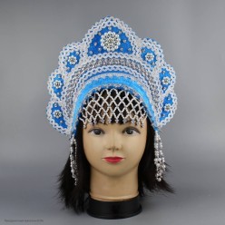 Кокошник "Елена" голубой с серебром