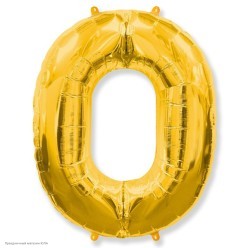 Шар фольга Цифра "0" золотая 29"/72см (воздух)