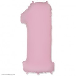 Шар фольга Цифра "1" розовая пастель 36"/91см