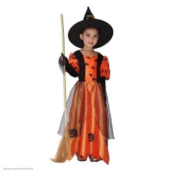 Костюм детский "Ведьмочка" (оранжевый) 120-130 см