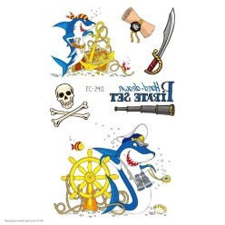 Тату переводное "Весёлые пираты" 7,5*12см ассорти