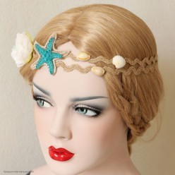 Повязка на голову "Морская" с цветочками