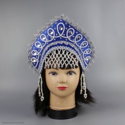 Кокошник "Ангелина" синий с серебром