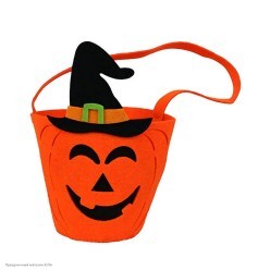 Ведёрко "Тыква в шляпе" (фетр) 20*17*17см