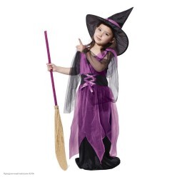 Костюм детский "Ведьма" чёрно-фиолетовый 130-140 см