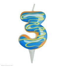 Свеча-цифра 3 Пончик 6см