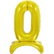 Шар фольга Цифра на подставке "0" золотая 81см 132010