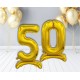 Шар фольга Цифра на подставке "0" золотая 81см 132010
